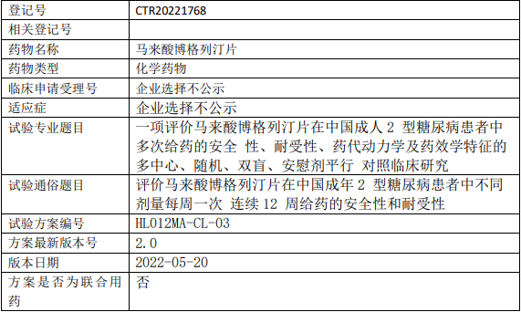 百极地长格列汀片临床试验