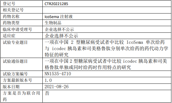 诺和诺德Icosema临床试验