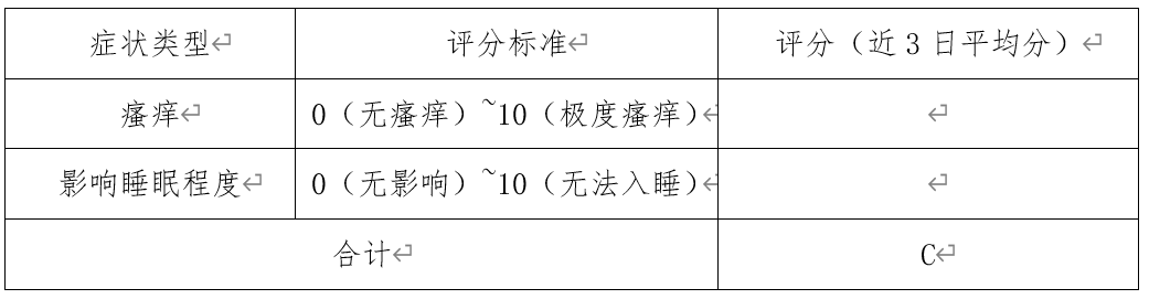 特应性皮炎主观症状评分表