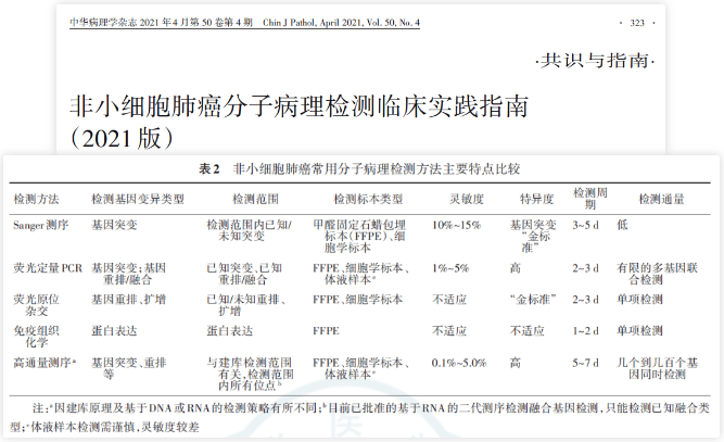 非小细胞肺癌分子病理检测临床实践指南(2021版)