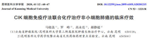 CIK细胞免疫疗法治疗肺癌的数据