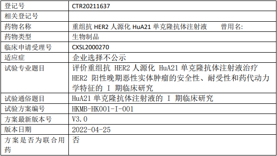 瀚科迈博HuA21临床试验